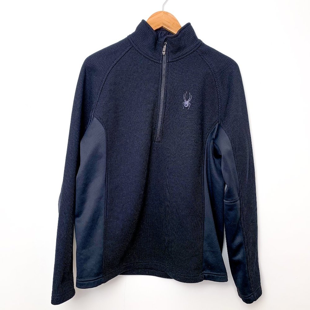 SPYDER 1/2 Zip Knit Sweater Fleece Pullover Men's Medium - Black